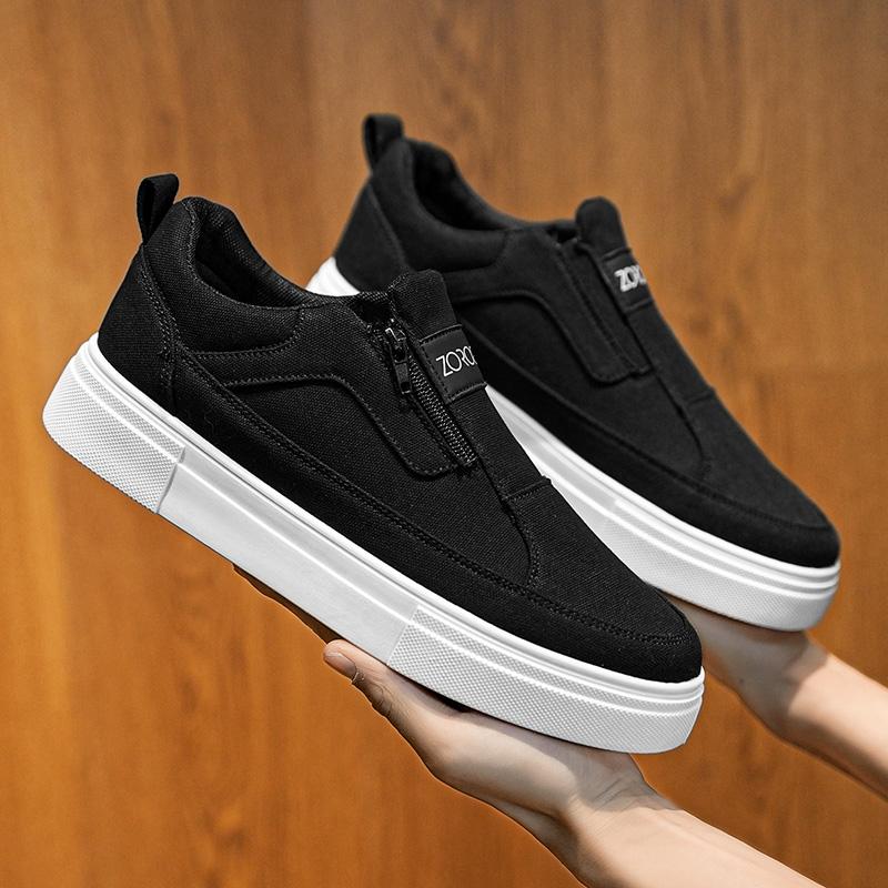 Fashion Platform Mens Casual Shoes Comfort Canvas Shoes Breathable Flats Man Sneakers Lightweight Slip On Walking Athletic Shoes