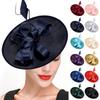 Женские шляпки-фасинаторы, шляпка для чаепития, винтажная шляпка, повязка на голову для коктейля, большая однотонная модная изысканная головная повязка