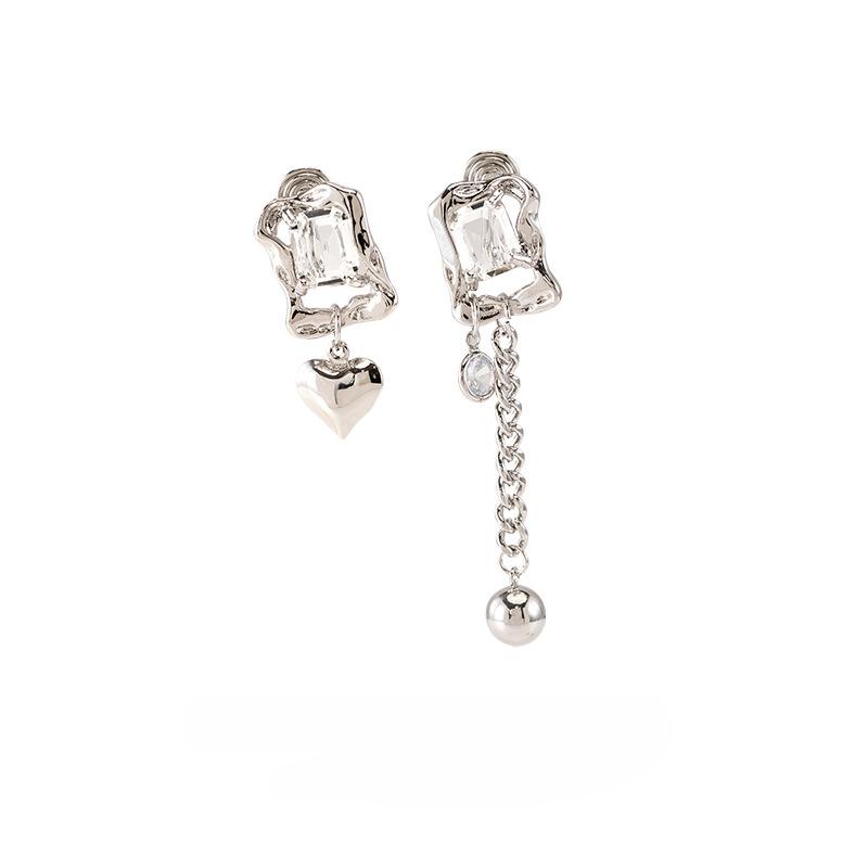 Асимметричные серьги с кисточками и кристаллами, модные серьги с москитной сеткой, зажим для ушей, без пирсинга, женский