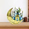 LED Lighted Eid Wood Moon Castles Mosque Ornament Festivals Party Supplies for Home Bedroom Living Room Table Decoration