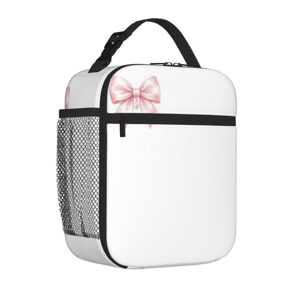 Bestselling Pink Bow Pearl Charm Watercolor Sticker Industrial Style Insulated Tote Wilderness Camping Shoulder Lunch Bag