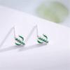 Новые мини-компактные летние свежие креативные серьги-гвоздики из стерлингового серебра 925 пробы с зеленым эпоксидным кристаллом, не вызывающие аллергию E123