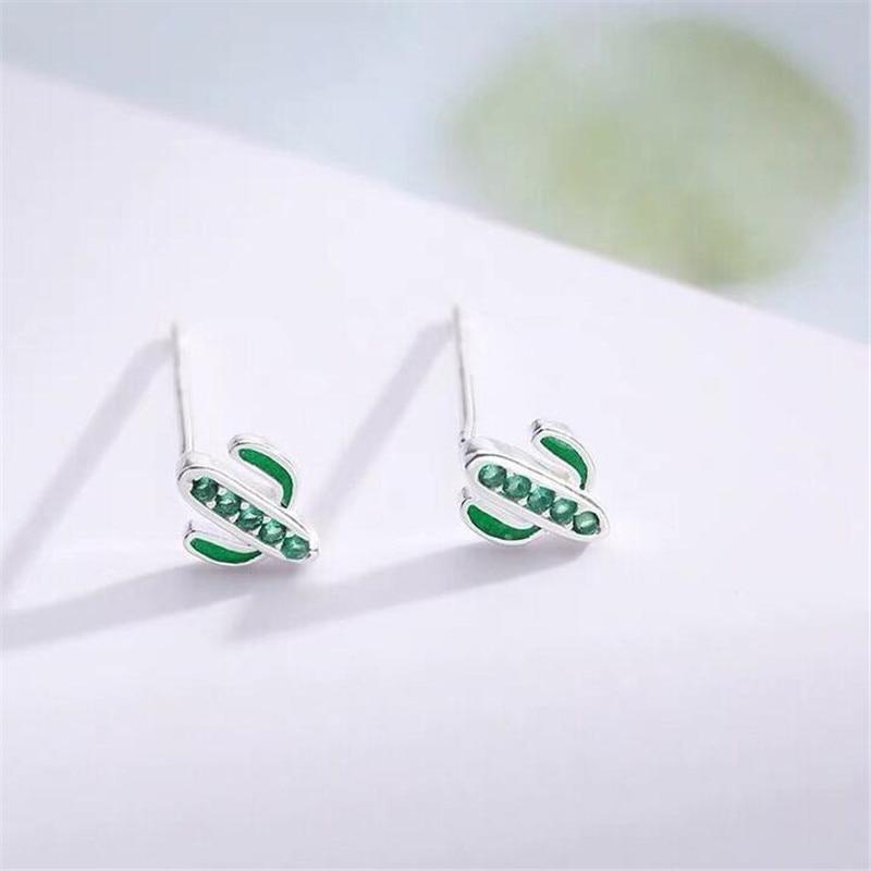 Новые мини-компактные летние свежие креативные серьги-гвоздики из стерлингового серебра 925 пробы с зеленым эпоксидным кристаллом, не вызывающие аллергию E123
