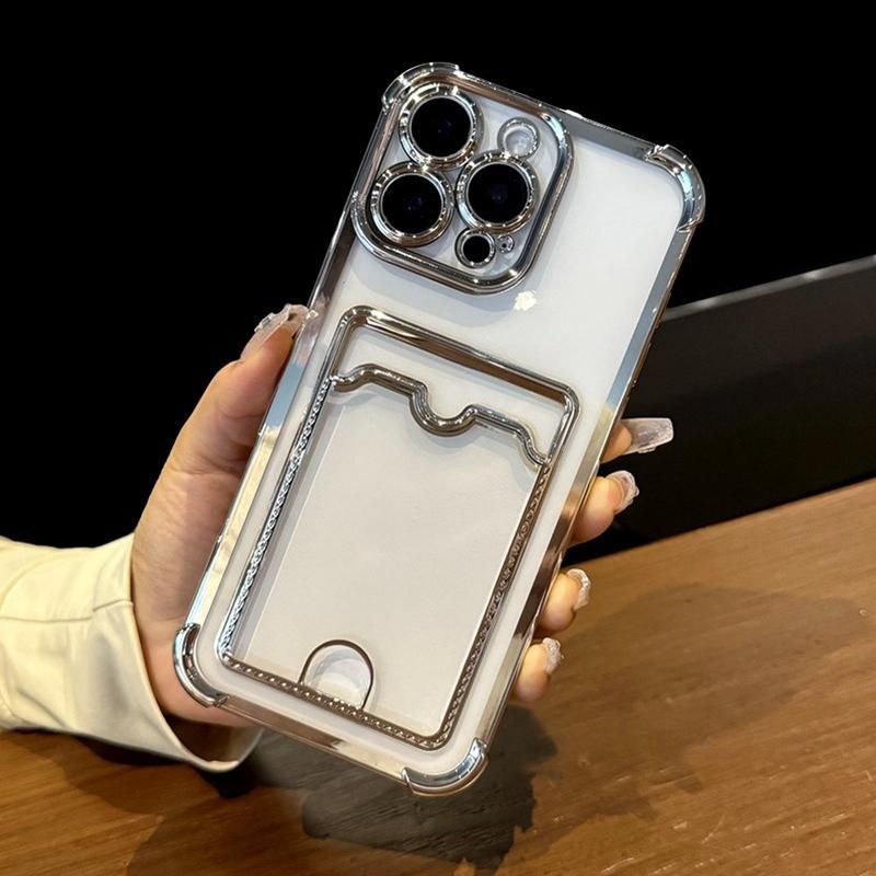 Мягкий ТПУ Кошелек Картхол Прозрачный Чехол Для Телефона Для Для Iphone 11 12 13 14 15 16 17 Pro Max Plus Air Прозрачный Бампер Задние Чехлы Обложка