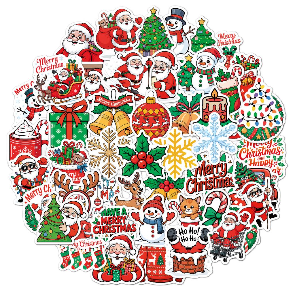 New Christmas Stickers 50 100 Holiday Gift Decoration Vinyl Vinyl Christmas Stickers