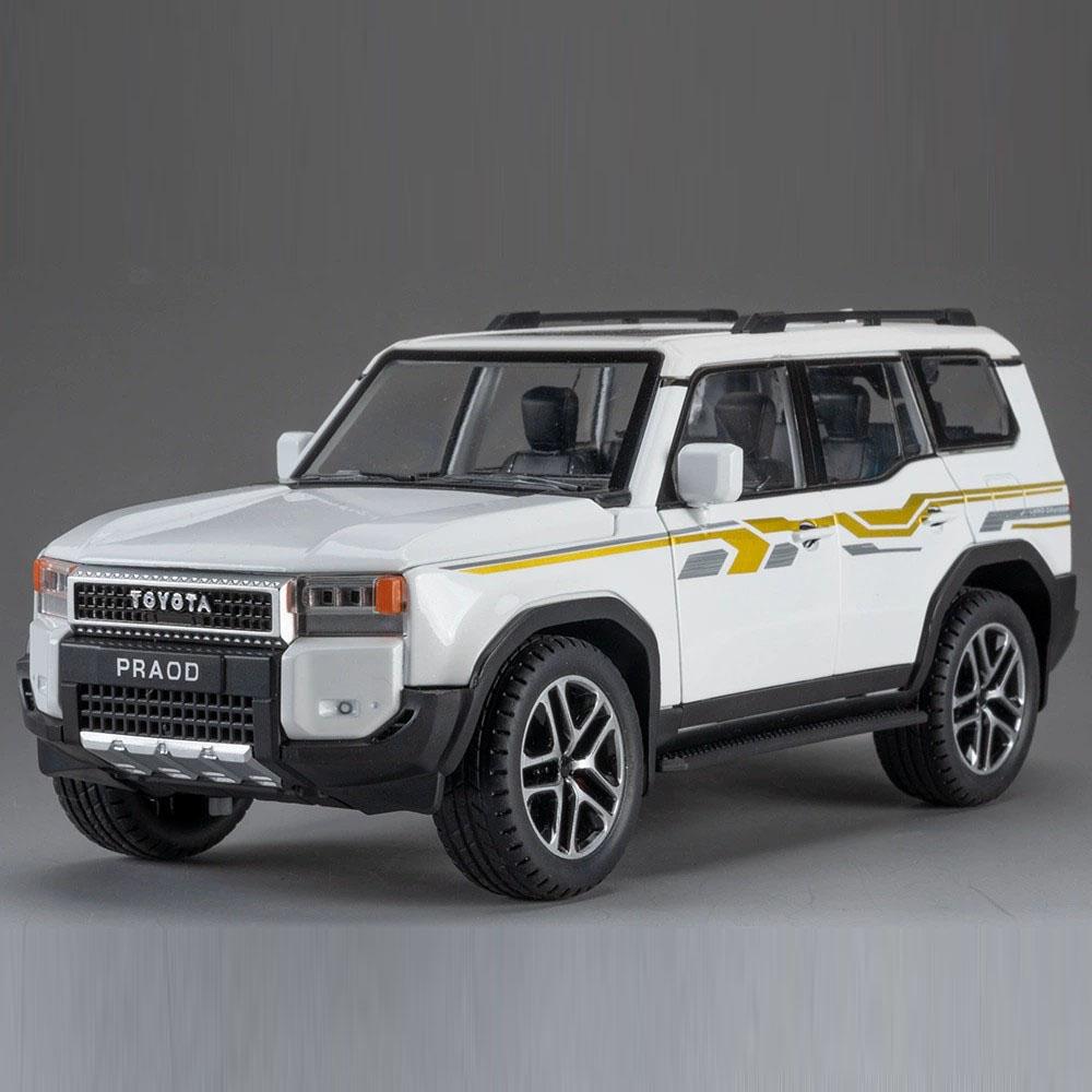 1:24 FJ Cruiser Prado LC250 Car Model Toy Metal Diecast Sound Light Shock Absorption Off-road Vehicle Simulation Boys Gifts
