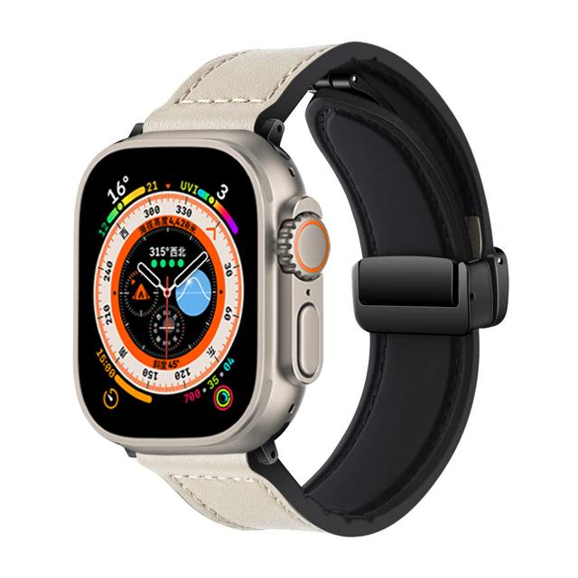 Ремешок для Apple Watch 45мм 44мм 49мм 42мм 40мм 41мм Магнитный кожаный браслет correa iWatch Series 9 8 7 6 5 4 3 SE Ultra 2