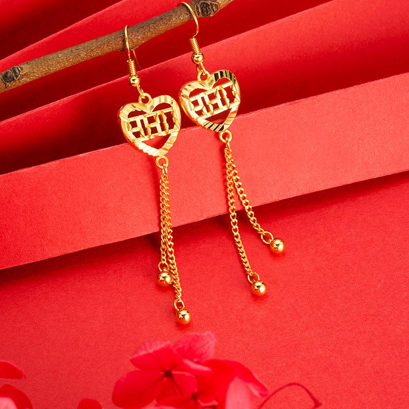 Высококачественные серьги с имитацией песочного золота: Долговечный дизайн кисточек для женщин, трансграничные медные аксессуары