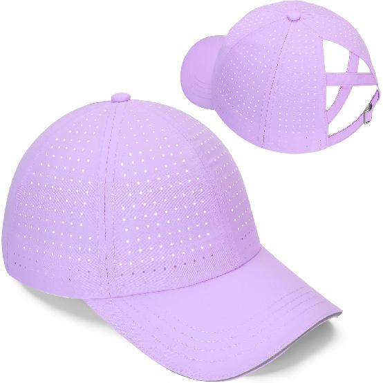 Women Criss Cross Ponytail Hat Reflective Baseball Cap | Lightweight, Quick Drying, Laser Perforated Mesh, Golf Hat
