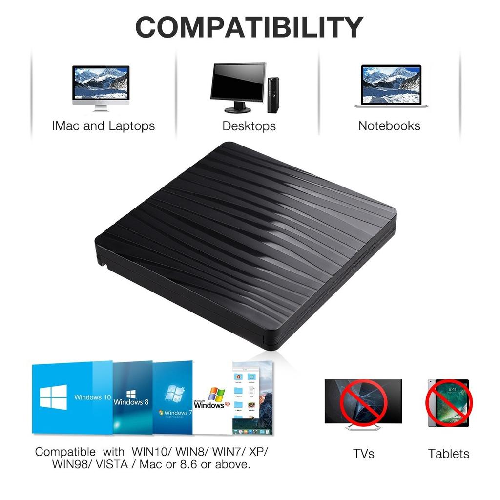 USB 3.0Type C Внешний DVD-привод CD DVD-RW-плеер Rewriter Burner Desktop черный