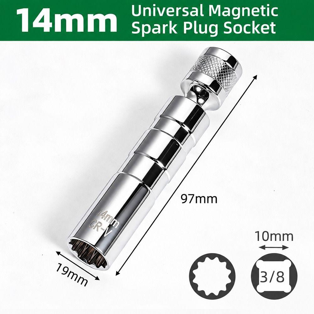 Chrome Vanadium Steel Spark Plug Socket Magnetic Retainer Garage Tool Automotive Repair