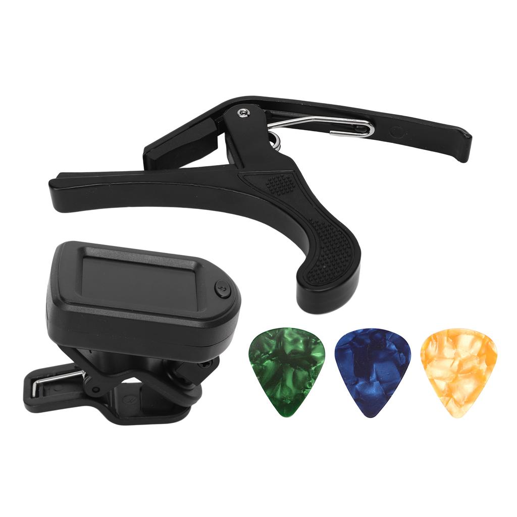 Guitar Capo Pick Tuner Set LED Display Guitar Clear Backlight Reading Accessories Tuner Kit