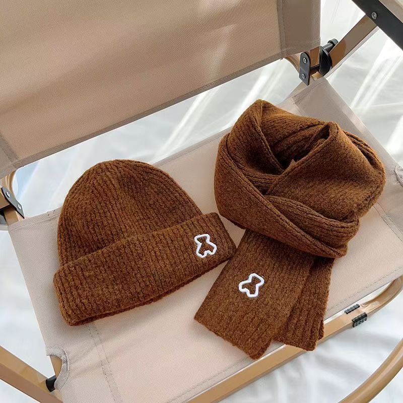 Children's Hat Scarf Set Autumn Winter Boys Baby Ear Hat Girls Knitted Hat Boys Baby Wool Hat