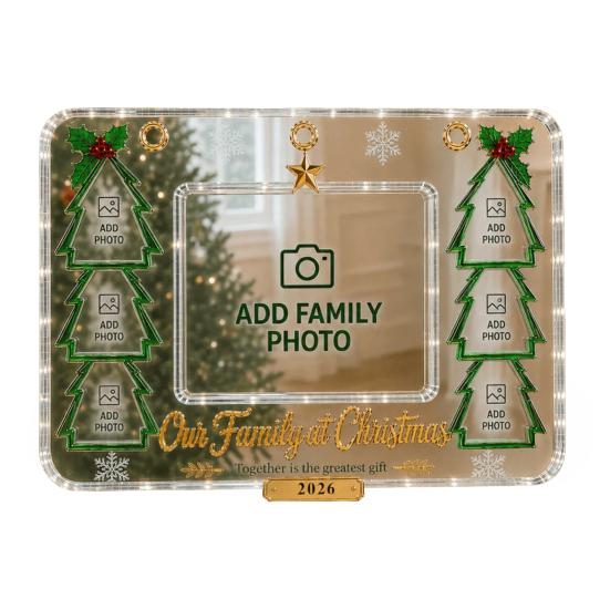 Seasonal Memory Holders Acrylic Christmas Picture Frame Clear Family Holiday Keepsake Frames Photo Anniversary Birthday Gifts for Mom Dad Grandparents