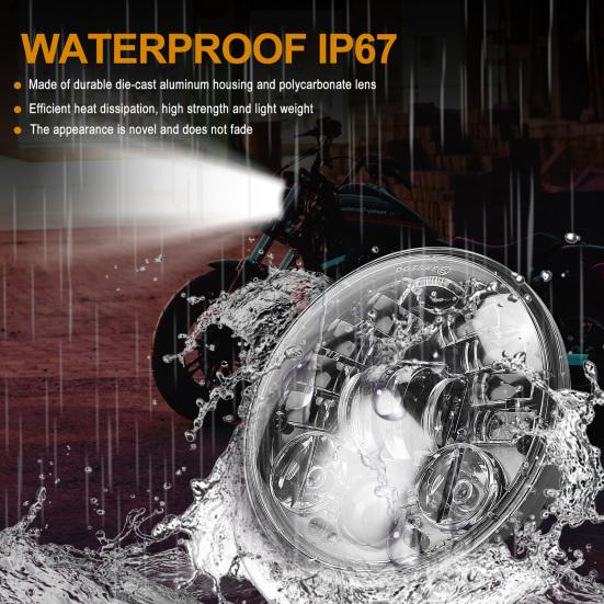 5.75 Inch LED Motorcycle Headlight IP67 Waterproof DRL Turn Signal Projection Headlamp