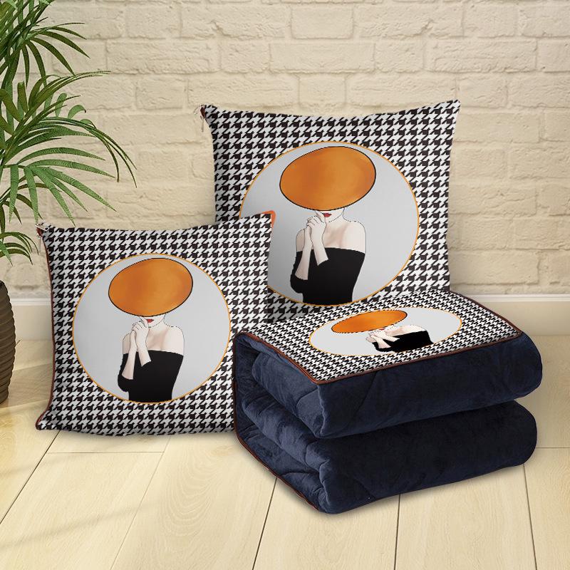 Персонализированная мультяшная флисовая плюшевая подушка-плед