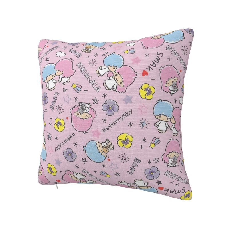 Sanrio Little Twin Stars Аниме Чехол 45x45см Мягкая Лала Мультяшная Кики Милая Декоративная Подушка для Дивана Квадратная Наволочка