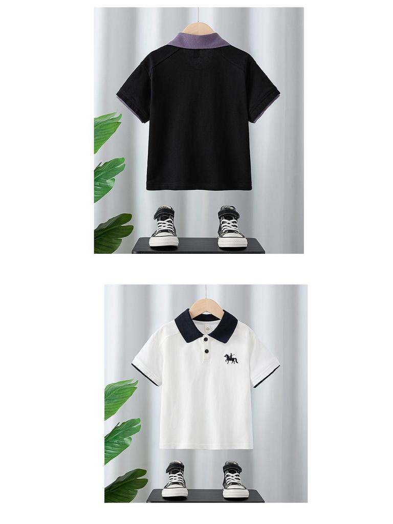 Модная Корейская Поло-футболка для Мальчиков - Летняя 2025 Повседневная с Коротким Рукавом