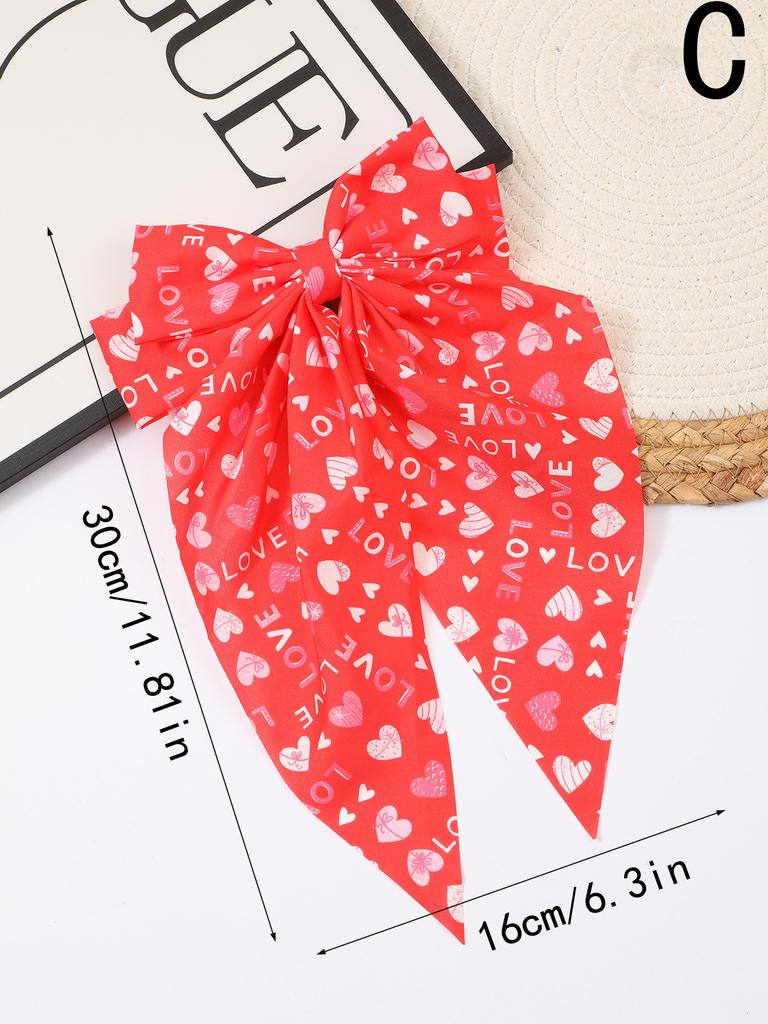 Valentine's Day Sweet Korean Women Bow Ribbon Hair Clip Spring Clip Double Layers Bowknot