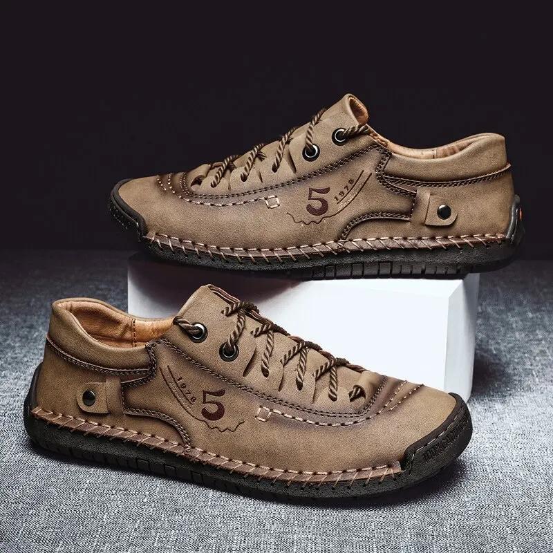 Мужская обувь Кожа 2025 Новая Повседневная обувь Мягкая Homme Уличная Удобная Высокое качество Классические Ботильоны Нескользящие Балетки