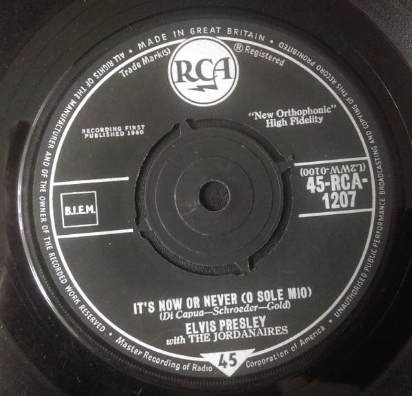7-дюймовая пластинка ELVIS PRESLEY THE JORDANAIRES Its Now Or Never Make Me Know It 45RCA1207 RCA 1960 Великобритания Рок Б/у