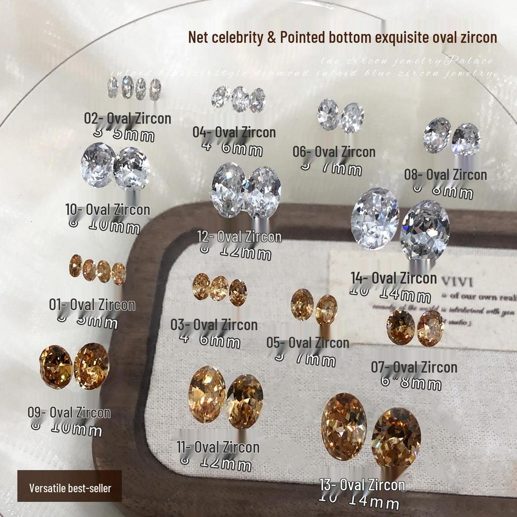 Элегантные камни для нейл-арта из циркония: Сверкающие белые и шампанские бриллианты неправильной овальной формы
