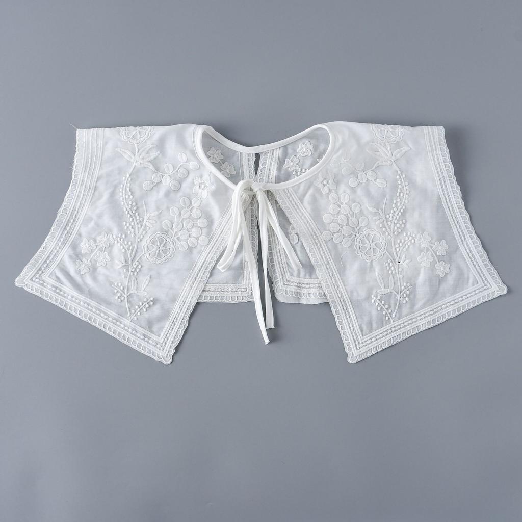 Female Lapel Embroidery Detachable Collar Shawls for Women's Lace Lace Up Shawl False Collars Dress Blouse Decorative