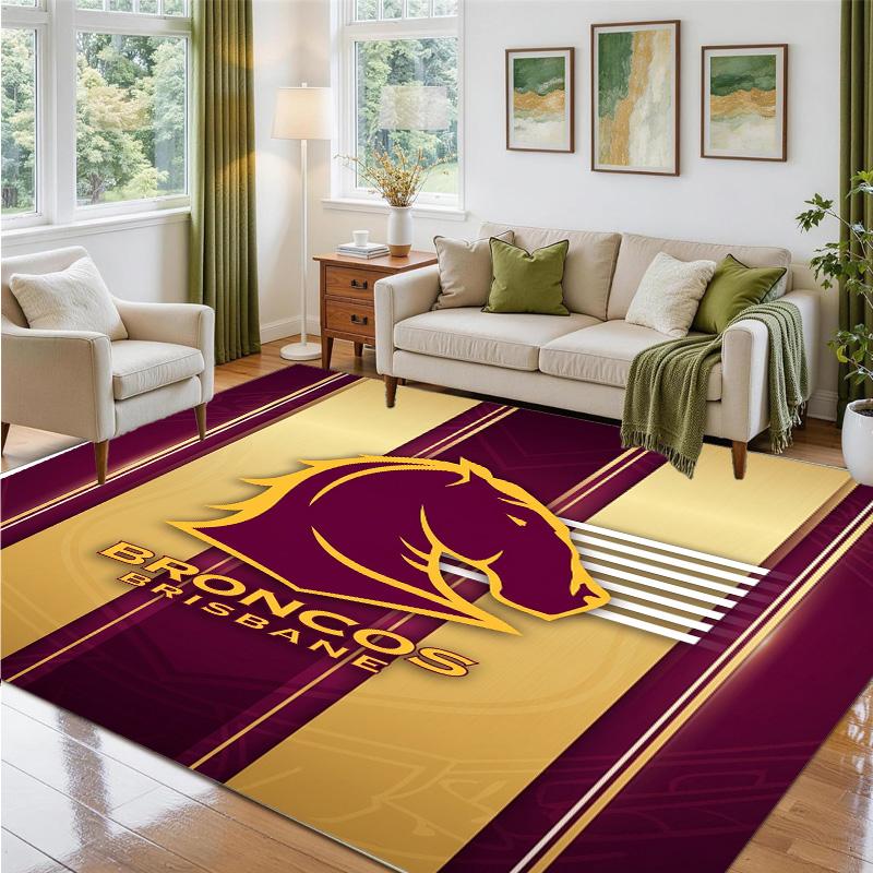 Brisbane Broncos Design Crystal Velvet Rug Soft Decorative Mat for Bedroom Entrance