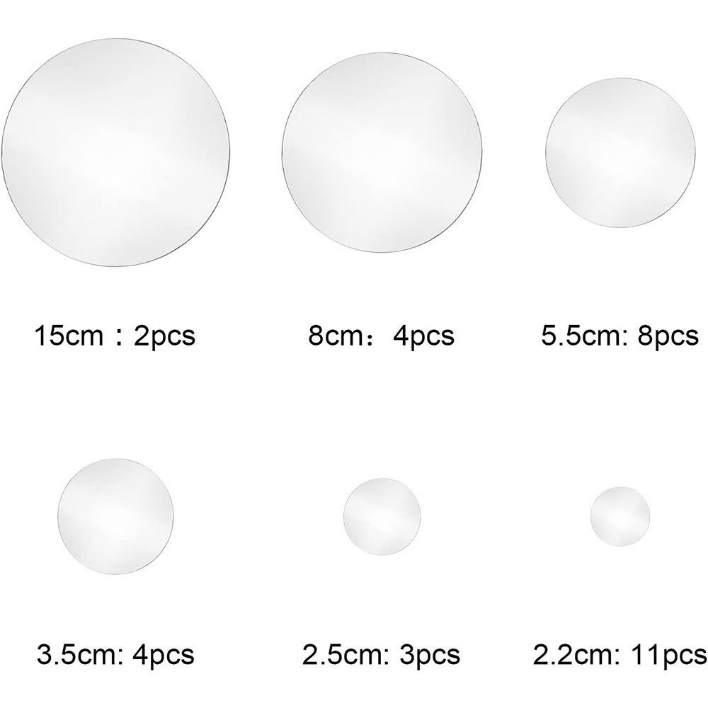 32Pcs Silver Mirror Decals Circle Home Background Decoration 3D Mirror Wall Sticker Living Room