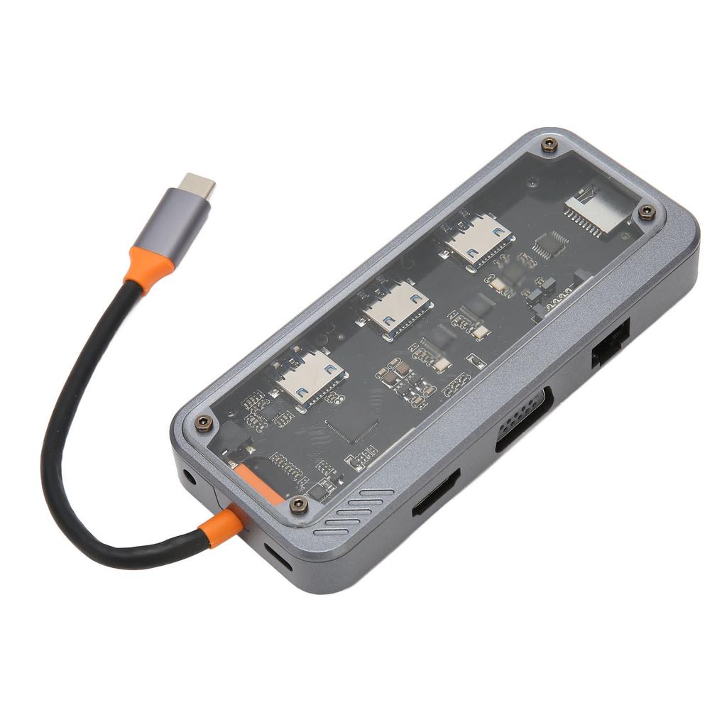 Тип C Hub PD зарядка USB 3.0 2.0 RJ45 сетевая прозрачная оболочка многопортовая док-станция для