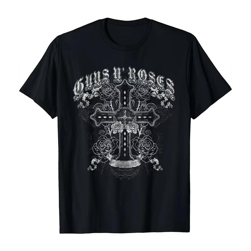 2025 Новые Guns N 'Roses Рок Панк Американский Оверсайз Хай Стрит Мужская и Женская Летняя Хлопковая Американская Удобная Футболка