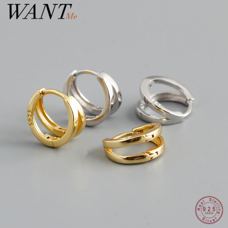 925 Sterling Silver Simple Glossy Double Ear Buckle for Women Unique Charm Party Hoop Earrings Fine Jewelry Accessories