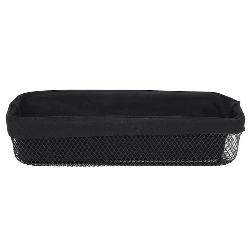 BLACK METAL BREAD BASKET + FABRIC INSERT 40x13x9.5 cm