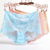 Mid-Waist Transparent Lace Panties with Breathable Cotton Crotch and Hip-Lifting Design