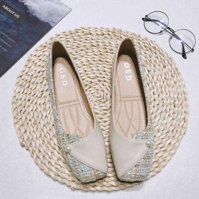 Обувь для женщин 2024 года, квадратный носок, женская летняя обувь, плоские черные туфли на плоской подошве, жемчужные туфли, слипоны со скидкой, высокое качество, популярные