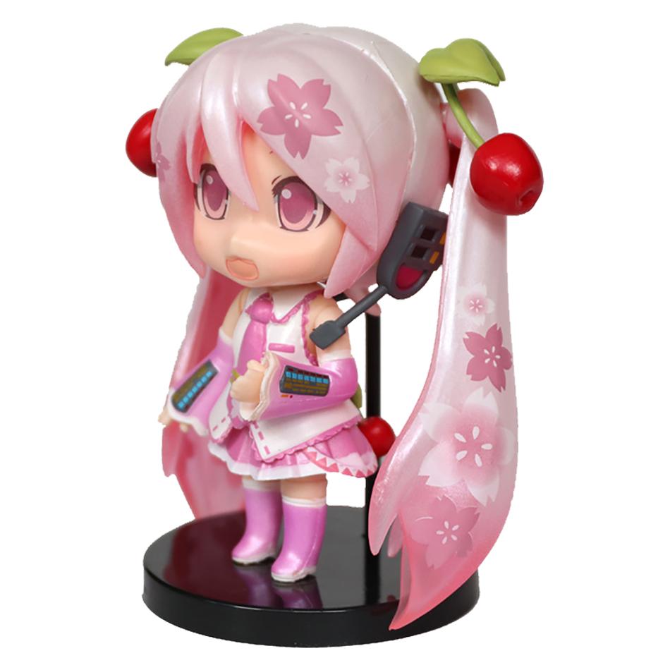 Аниме Фигурка Мику Мини Персонаж Украшения Вишневый Цвет Розовый Лук Зеленый Ледяной Снежный Синий Хацунэ Настольное Украшение Игрушка Подарок