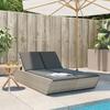 VidaXL Double Sun Lounger with Light Grey Cushions, Braided Resin, Sunbed, Reclining Lounger, Daybed 368184