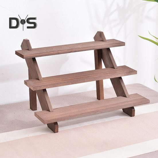 Многослойный настольный органайзер для хранения вещей, деревянная подставка для растений, гладкие края без заусенцев, прочная несущая полка для дисплея, настольный органайзер