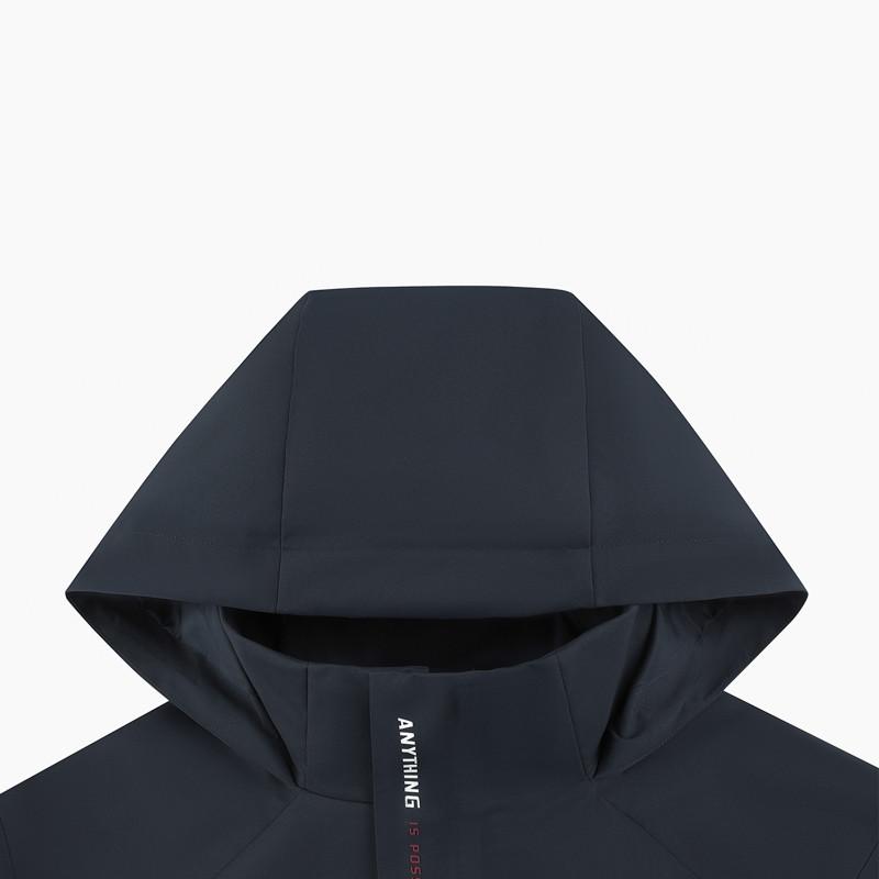 Мужские тренчи Li-Ning Мужские темно-морские синие с капюшоном (Несъемный) Умеренно прямой крой