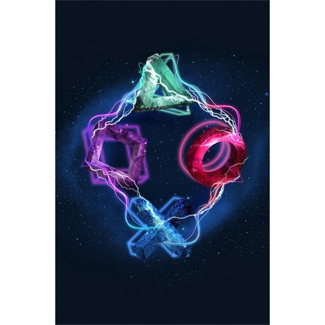 Рамка из цельного дерева, светодиодная игровая ручка, холст, картины, скандинавский геймер, абстрактные постеры и принты, настенная художественная картина для гостиной, комнаты подростка, украшение дома