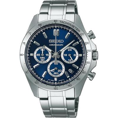 Seiko Selection Кварцевый Хронограф (Три горизонтальные линии) Мужские серебряные часы SBTR011