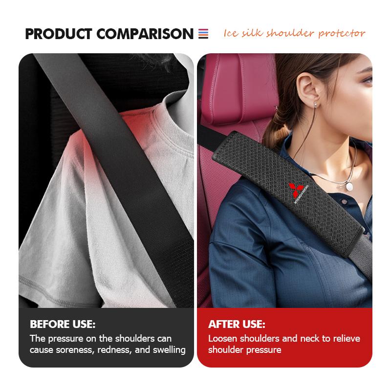 cxdjmy1 For Mitsubishi 1/2PCS Car Seat Belt Cover Adjustable Ice Silk Safety Protection Shoulder Pad Outlander Lancer Cross Colt Xpander