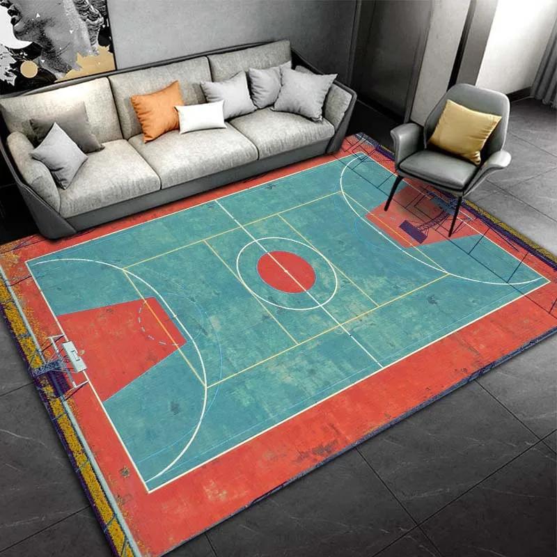 Basketball Court Carpet Basketball Area Rug for Bedroom Bedside Living Room Sofa Table Sport Theme Floor Mat Ball Games Doormat