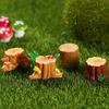 1 Set Mini Stump Statue Weather-resistant Attractive Resin Delicate Detail Garden Miniature for Yard