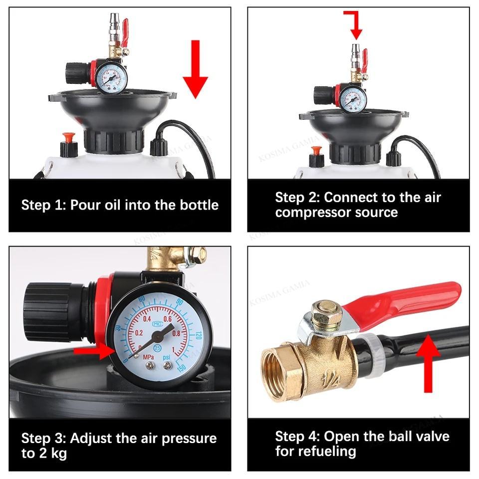 Professional 5L Automotive Pneumatic Fluid Pump 1000PSI for ATF and Gear Oil Refill Gearbox Oil Filler Extractor Dispenser Tool