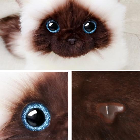 Милая плюшевая игрушка сиамский кот, мягкое чучело животного, синие пайетки