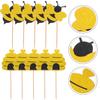 40 Pcs Bee Honeycomb Card Fruit Cakes Picks for Birthday Party Flags Decorate Paper Insert Topper