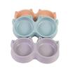 Противоскользящая большая кошачья мордочка, двойная миска для домашних животных, цвет макарон, пластик для собак и кошек