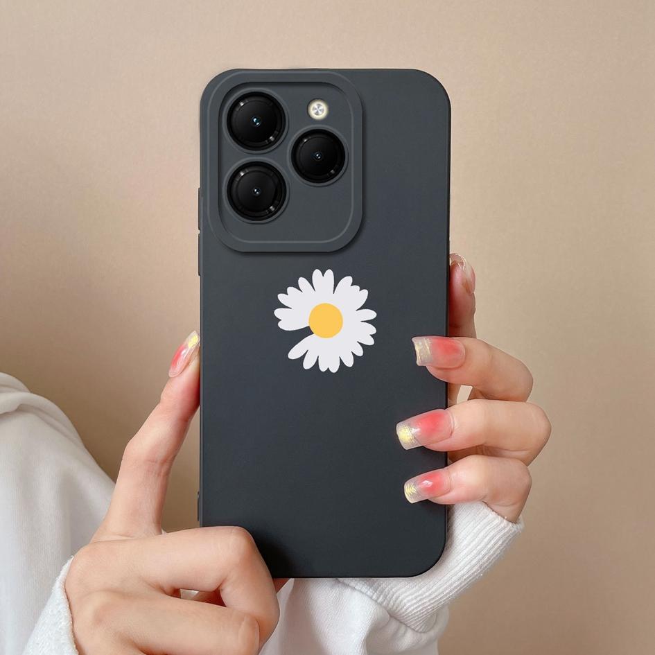 Для Infinix Hot 40 Smart 8 Note 40 Pro + GT 20 Pro задняя крышка чехол из жидкого силикона Pretty Sunflower Daisy супер противоударные чехлы для телефонов для Itel S24 Capa