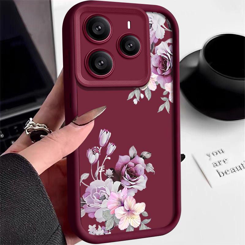 Простой цветочный узор мягкий чехол для телефона TPU для Xiaomi 14T Pro 13T Poco F6 X6 Pro M6 X5 Redmi Note 14 13 Pro 12 11 10 матовый противоударный бампер